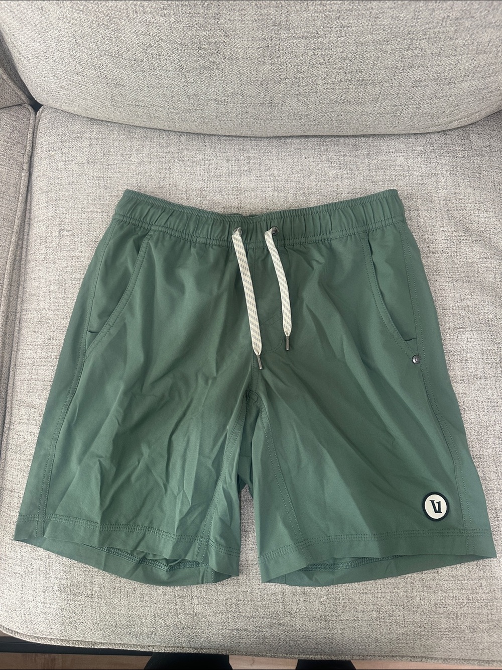Vuori Olive Green Athletic Shorts with Drawstring